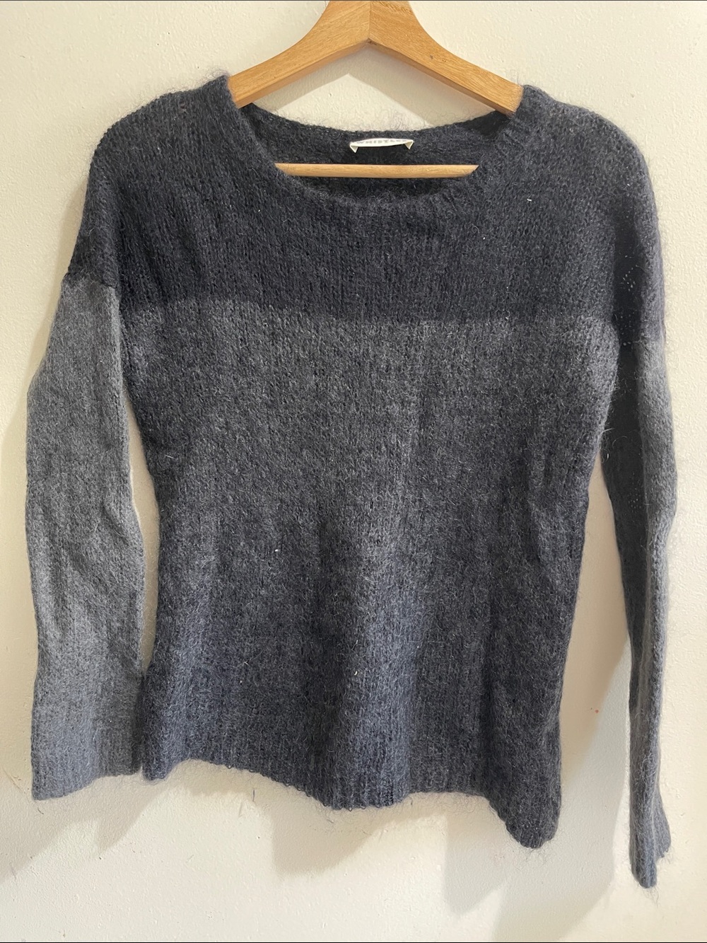 Whistles Two-Tone Charcoal and Light Gray Crew Neck Sweater